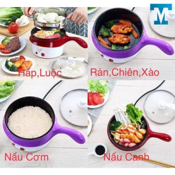 💥HÀNG XỊN💥 Nồi Điện Mini Hai Tầng Đa Năng Tặng Kèm Khay Hấp có thể Chiên, Xào, Nấu ăn, nấu cơm, nấu lẩu mini