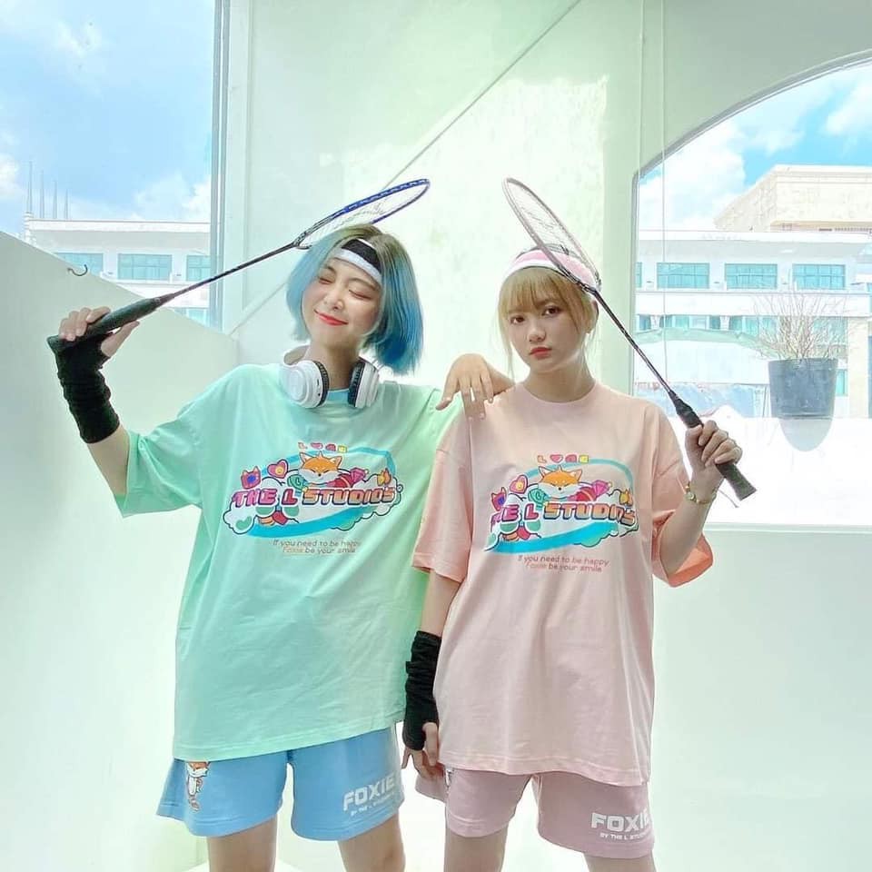 Áo thun in tay lỡ nữ freesize phông form rộng dáng Unisex - Ulzzang mặc cặp, nhóm, lớp chữ THE L STUDIOS HÌNH CÁO