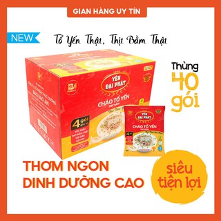 Thùng Cháo Tổ Yến Thịt Bằm - Yến Đại Phát (40 gói x 50gram) 4 gói gia vị, ăn liền, tiện lợi, thơm ngon.