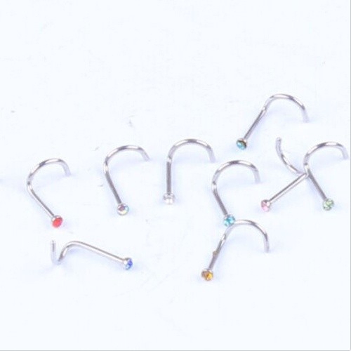 Set 10 Khuyên Mũi Bằng Thép Phẫu Thuật Phong Cách Punk Unisex