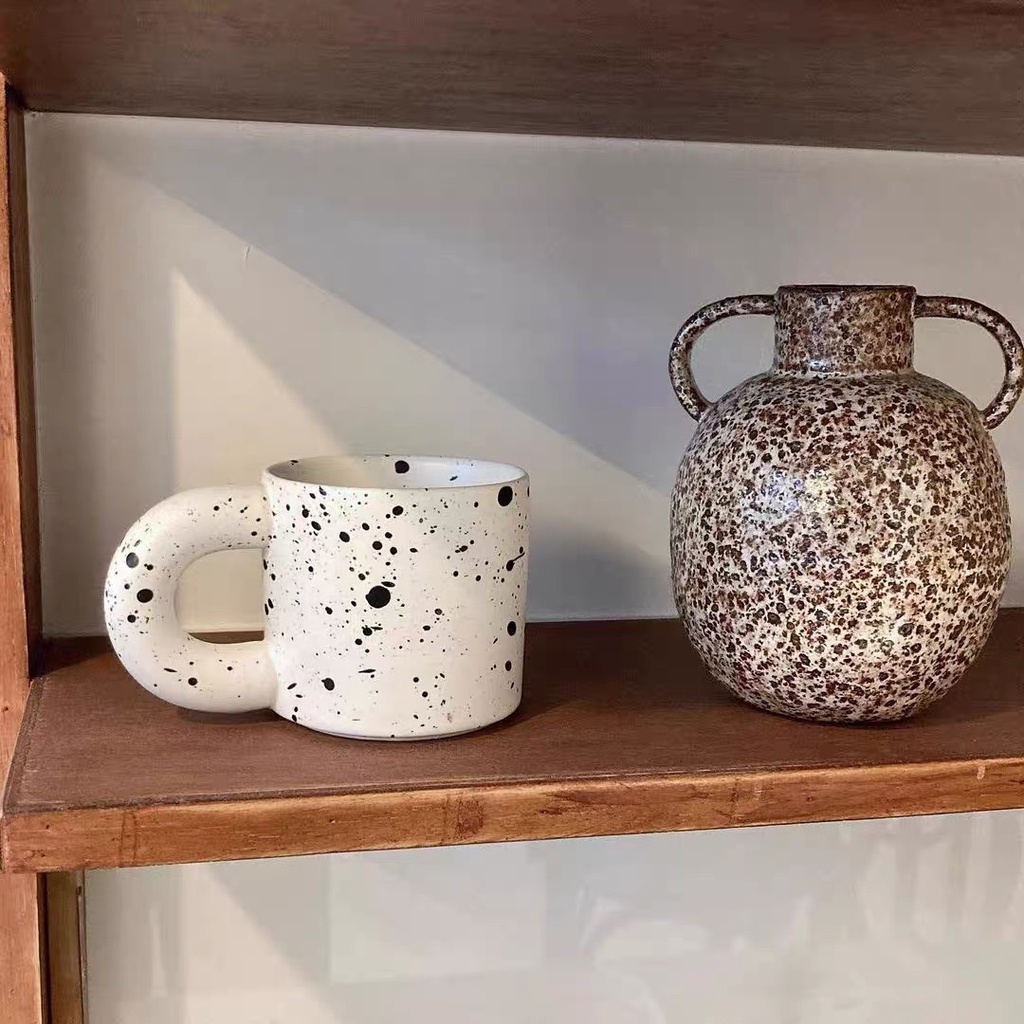 Cốc uống cafe, ly gốm sứ họa tiết đốm phong cách Hàn Quốc - cutam.homedecor