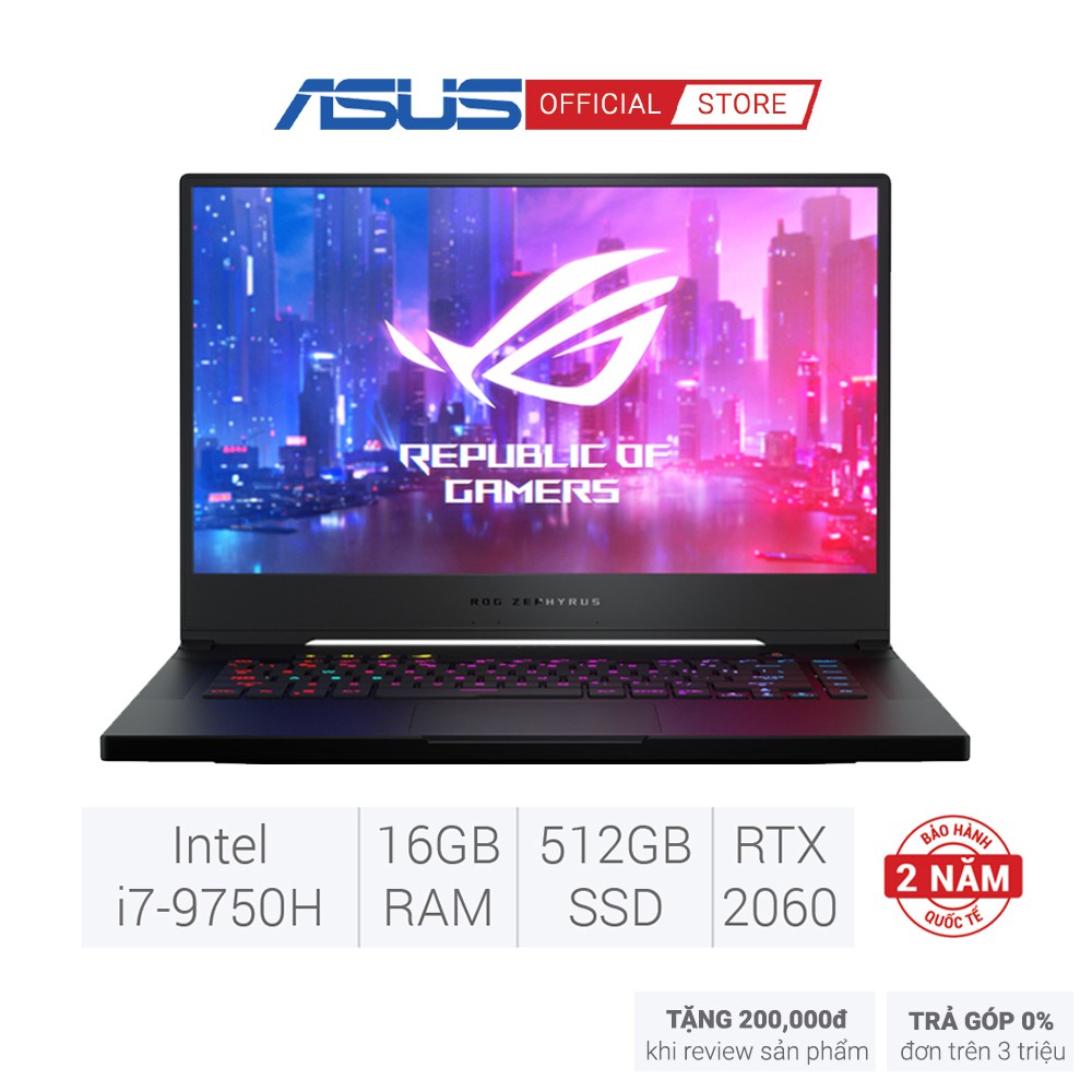 [Mã ELMALL1TR5 giảm 6% đơn 3TR] Laptop ASUS GU502GV-AZ079T i7-9750H I RTX2060 I 16GB I 512GB I 15.6''FHD 240Hz I WIN 10