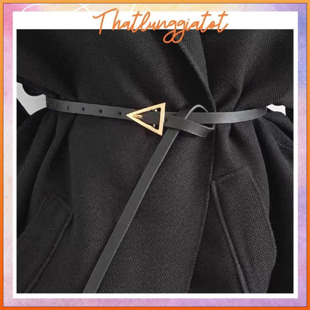 Thắt lưng bản nhỏ mảnh mặt tam giác, belt đai váy nhỏ bản 1.8cm bấm lỗ sẵn freesize ĐẸP