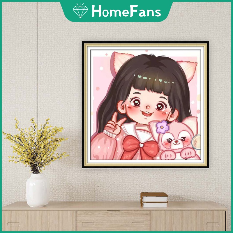 Bộ Tranh Đính Đá 5D Tự Làm 30x30cm / 40x40cm / 50x50cm Hình Thỏ Stellalou Hoạt Hình Trang Trí Nhà Cửa