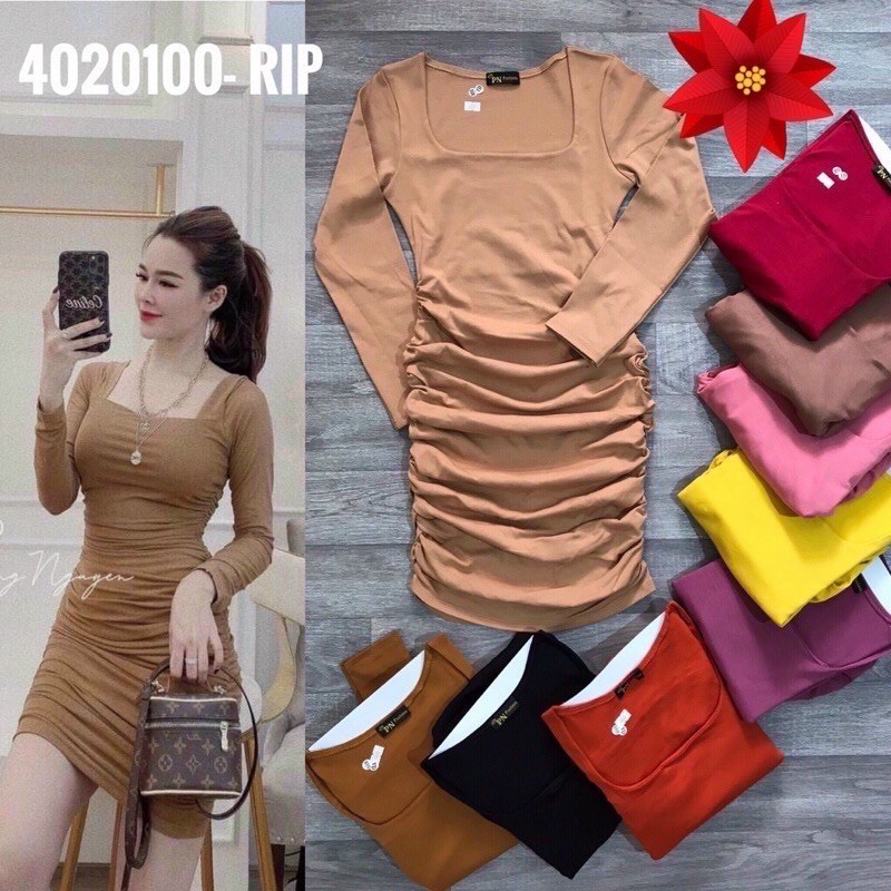 ĐẦM THUN ÔM BODY NHÚN THUN CỔ VUÔNG VỀ ĐỦ MÀU LUÔN Ạ