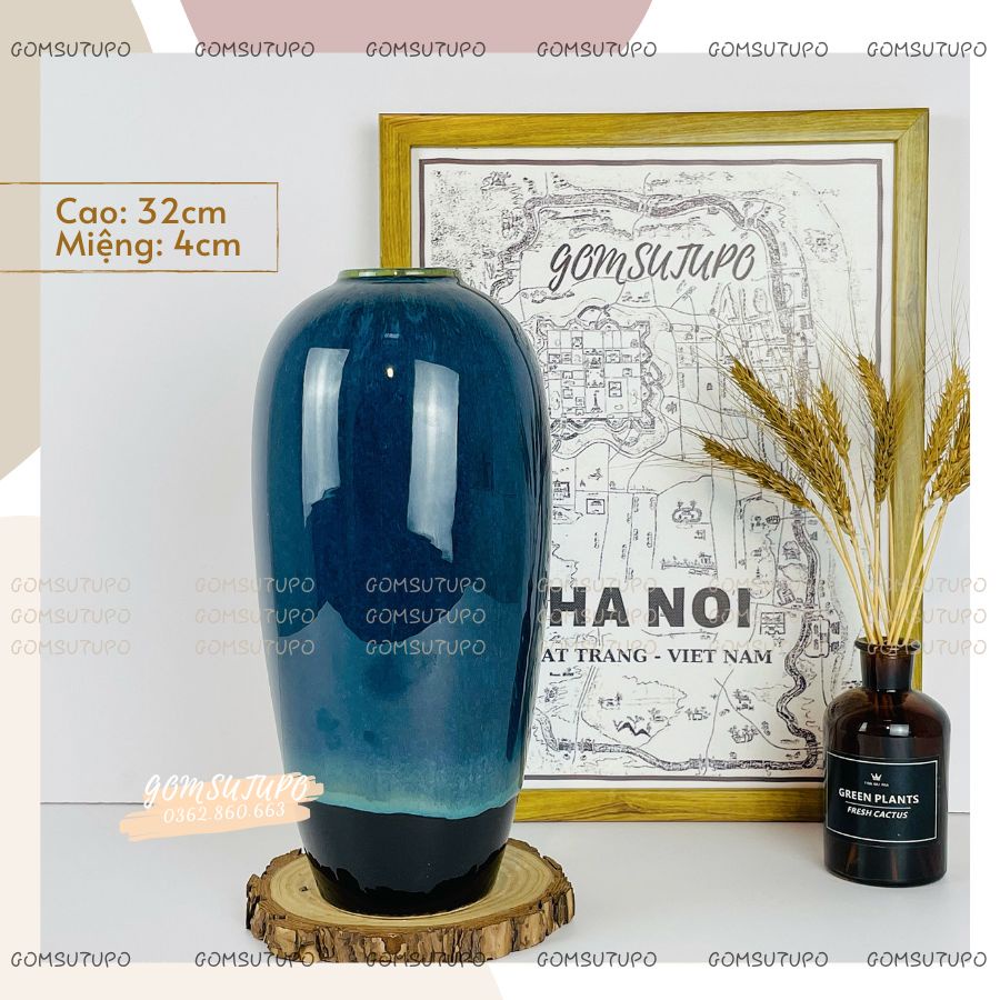 Lọ Hoa Gốm Dáng B0M - Bình Hoa cắm Lựu, Đào, Tuyết Mai Decor Trang Trí gomsutupo - Gốm Sứ TUPO Bát Tràng