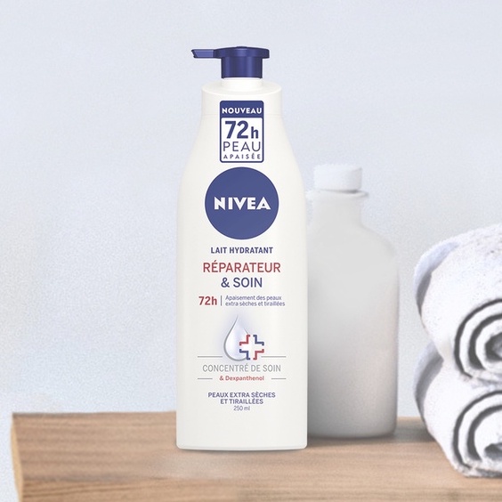 NIVEA Lait Hydratant Reparateur & Soin 72h - Sữa Dưỡng Thể Phục Hồi Da Khô Và Cấp Ẩm 72h 250ml
