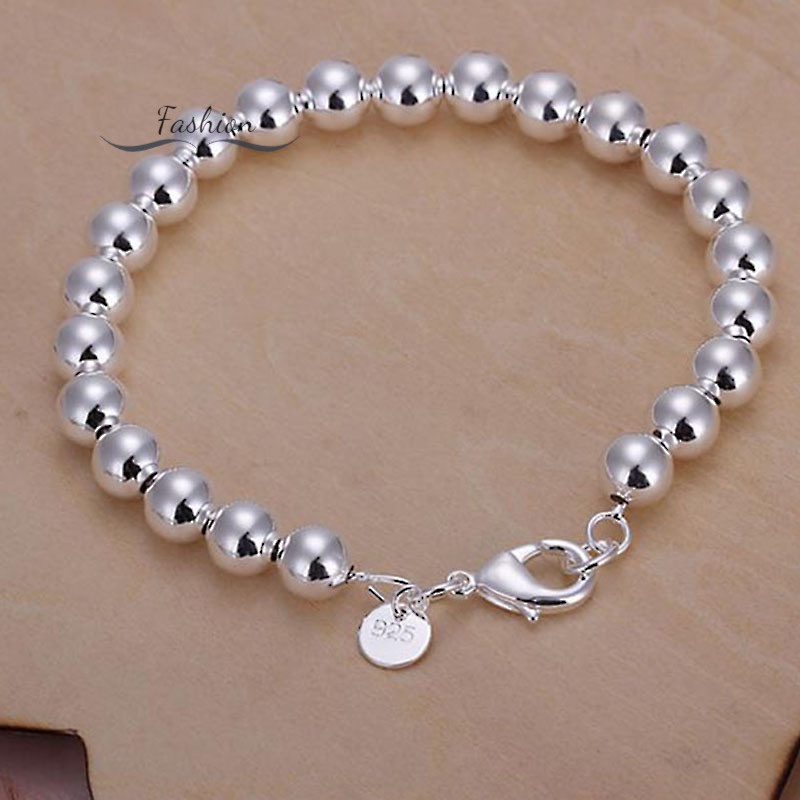 Vòng Tay Chuỗi Hạt Bạc 925 8MM Phong Cách Phật Giáo Cho Nam Và Nữ
