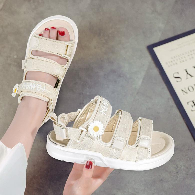 Sandal ulzzang nữ đi học 2 màu nữ tính dép quai hậu hoa cúc đế cao su cao cấp