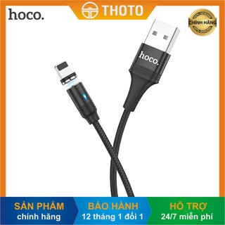 Cáp sạc nam châm hoco u76 lightning iphone/ ipad dây bện dù dài 1,2m đèn led báo sạc - hàng chính hãng