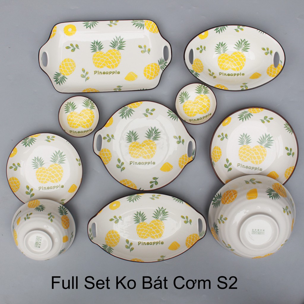 Set Bát Đĩa QỦA DỨABát đĩa ăn cơm ăn mì, decor bàn ăn dễ thương