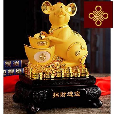 Chuột kim sa ôm thỏi vàng bạch ngọc(cao 30, dài 18, rộng 13)