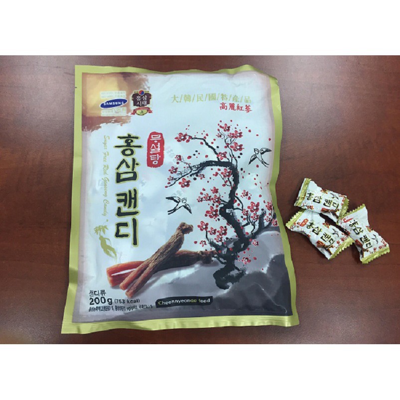 [Mã GRO2405 giảm 10% đơn 250K] Kẹo Sâm Hàn Quốc Không Đường Hoa Anh Đào 200G