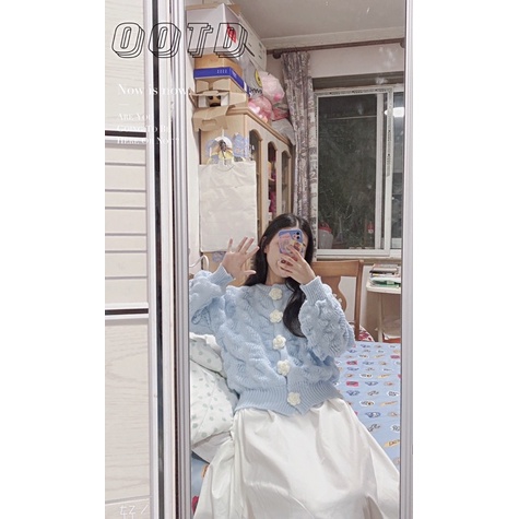 Áo Len Cúc Hoa | Áo Len Hoa Mùa Thu cho nàng dễ thương ngọt ngào