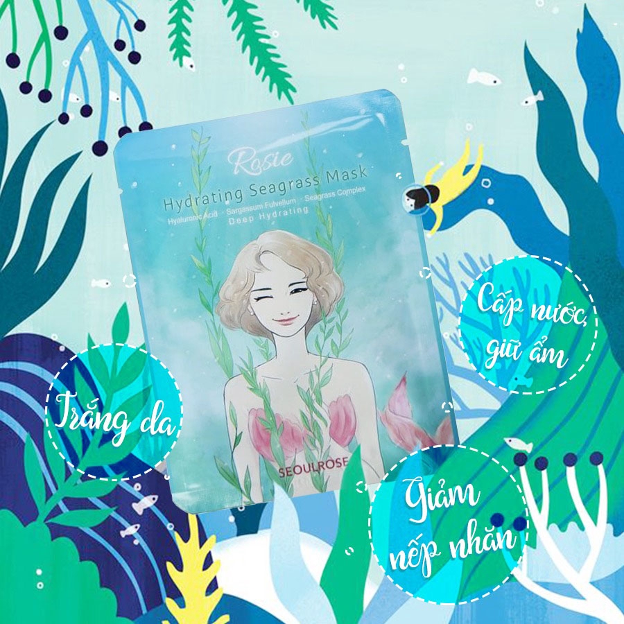 Mặt Nạ Dưỡng Ẩm Cấp Nước Từ Cỏ Biển SeoulRose Rosie Hydrating Seagrass Mask 25g - skinhub