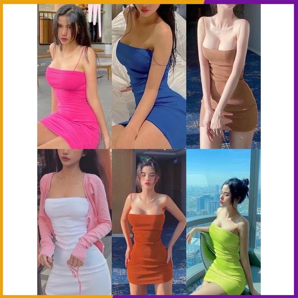 [Chuyên Sỉ] Đầm body 2 dây trơn nữ nhiêu màu ( len tăm ) - Carotshop [Vải Đẹp]