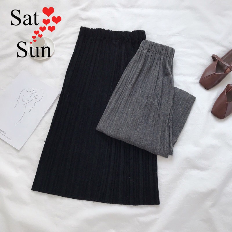 Chân váy midi dạ dáng dài thu đông SatSun | BigBuy360 - bigbuy360.vn