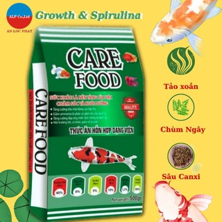 Thức ăn cho cá hạt nổi CARE FOOD tảo spirulina tăng trưởng nhanh, lên màu tự nhiên bao 500gr