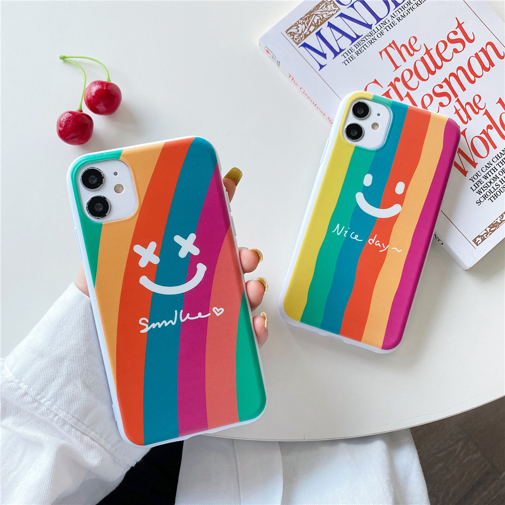 Ốp Điện Thoại Silicon Màu Kẹo Hình Cầu Vồng Cho Iphone 12 11 Pro Max Xs Max Xr 8 Plus 7 Plus 6 6s Plus 5 5s Se 2020