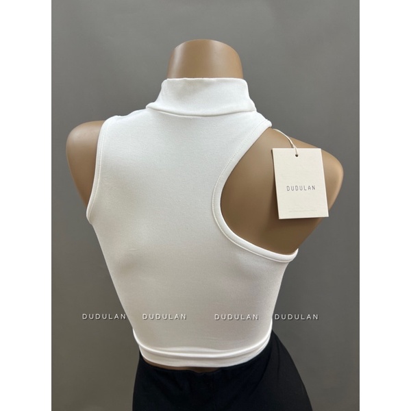 Áo ba lỗ cổ cao khoét vai lệch DUDULAN hai lớp chất cotton - A53