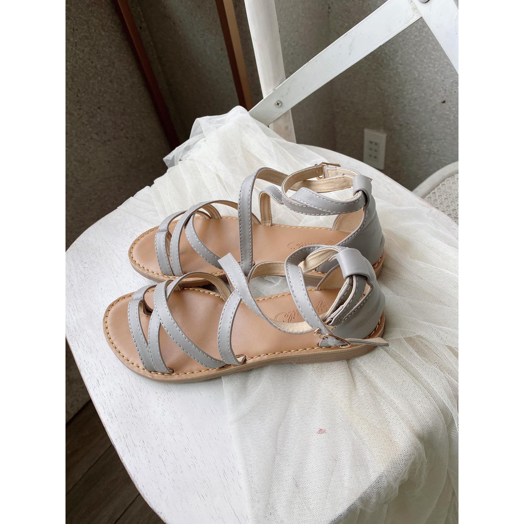Giày sandal da bò quai chéo - THENYSMILE - Momo (Form bé tăng 1 size)