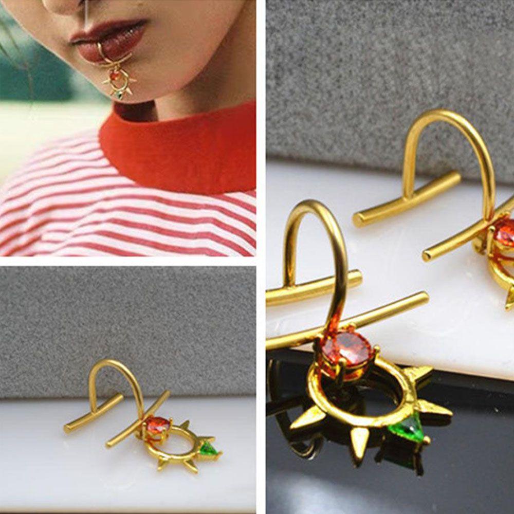 NEXTVN Khuyên Xỏ Môi Đính Đá Zirconia Màu Sắc Thời Trang