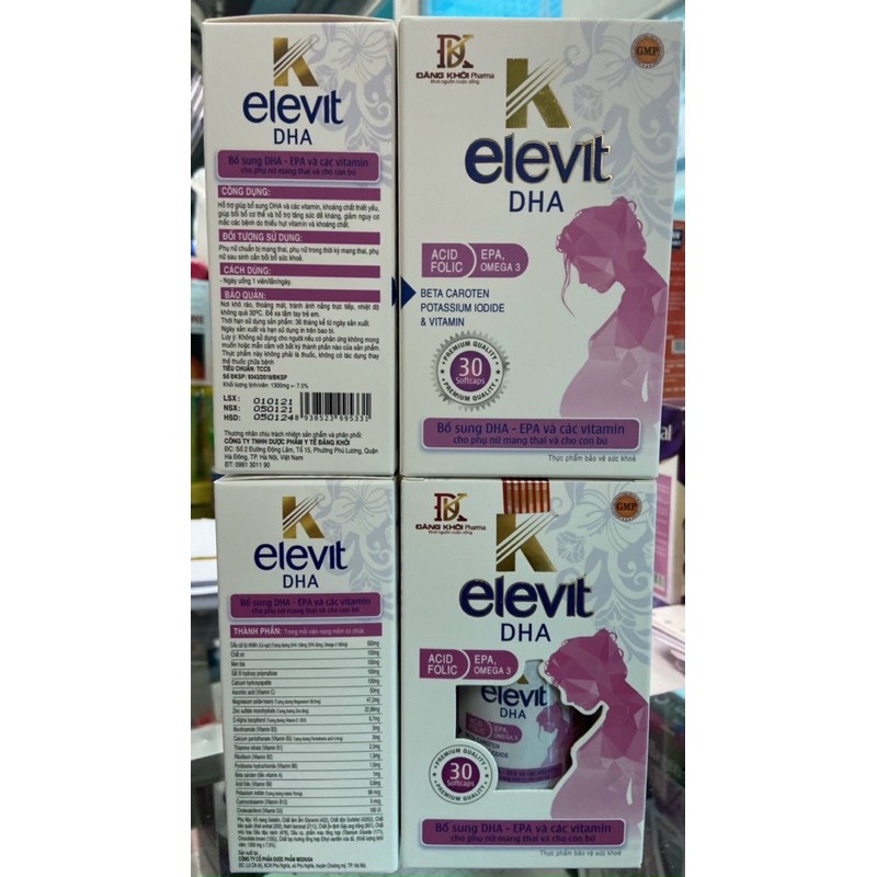 Viên bổ bà bầu K ELEVIT DHA - Bổ sung sắt, acid folic, vitamin cho phụ nữ mang thai và đang cho con bú 30 viên