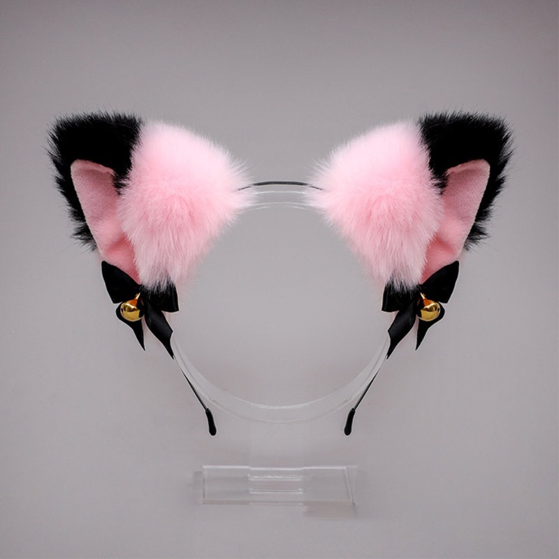 Băng Đô Tai Mèo Phối Lông Và Chuông Hóa Trang