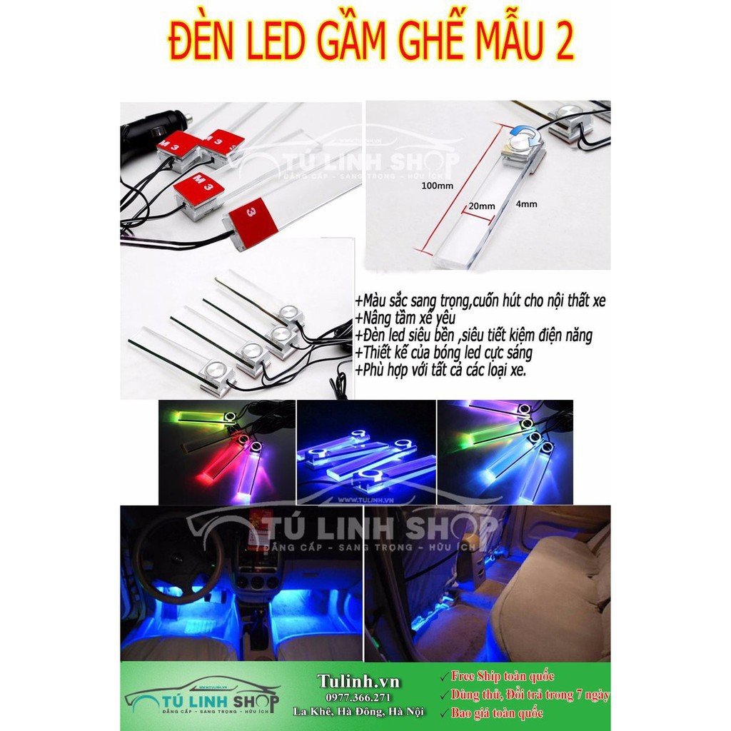  Đèn led chiếu gầm ghế ô tô mẫu 2 