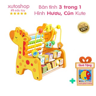 Đồ chơi bàn tính làm toán , học đếm hình con vật con hươu , con cún bằng gỗ dễ thương XUTOSHOP