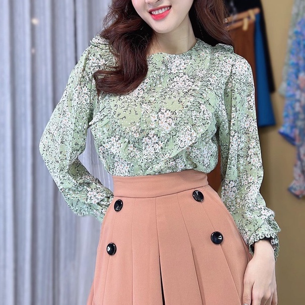 Áo sơ mi hoa sương vạt bèo CHUU A6978