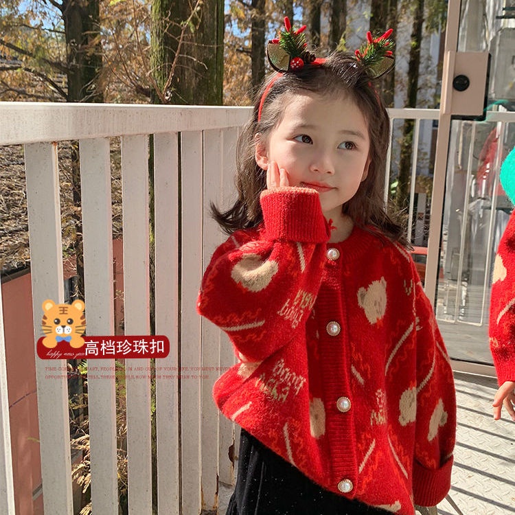 Áo Khoác Cardigan Len Lông Cừu Dày Dặn Phong Cách Phương Tây Thời Trang Mùa Đông Hàng Năm 2021 3MKQ Dành Cho Bé Gái