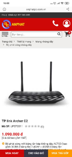 BỘ PHÁT 5GHZ TPLINK C2 CHÍNH HÃNG FPT CHẠY ỔN ĐỊNH, SIÊU BỀN | BigBuy360 - bigbuy360.vn