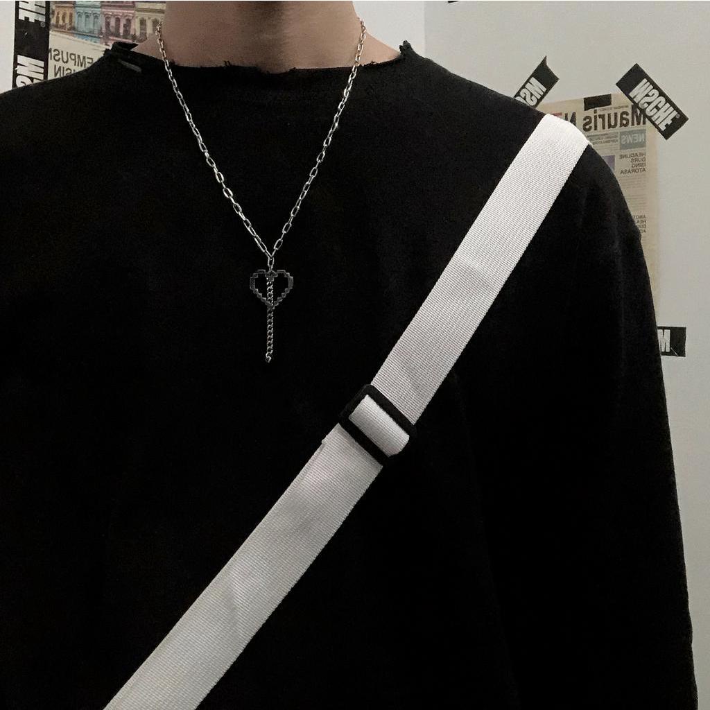 Dây chuyền 19898 mặt hình trái tim dạng khảm phong cách harajuku thời trang cổ điển vui nhộn độc đáo