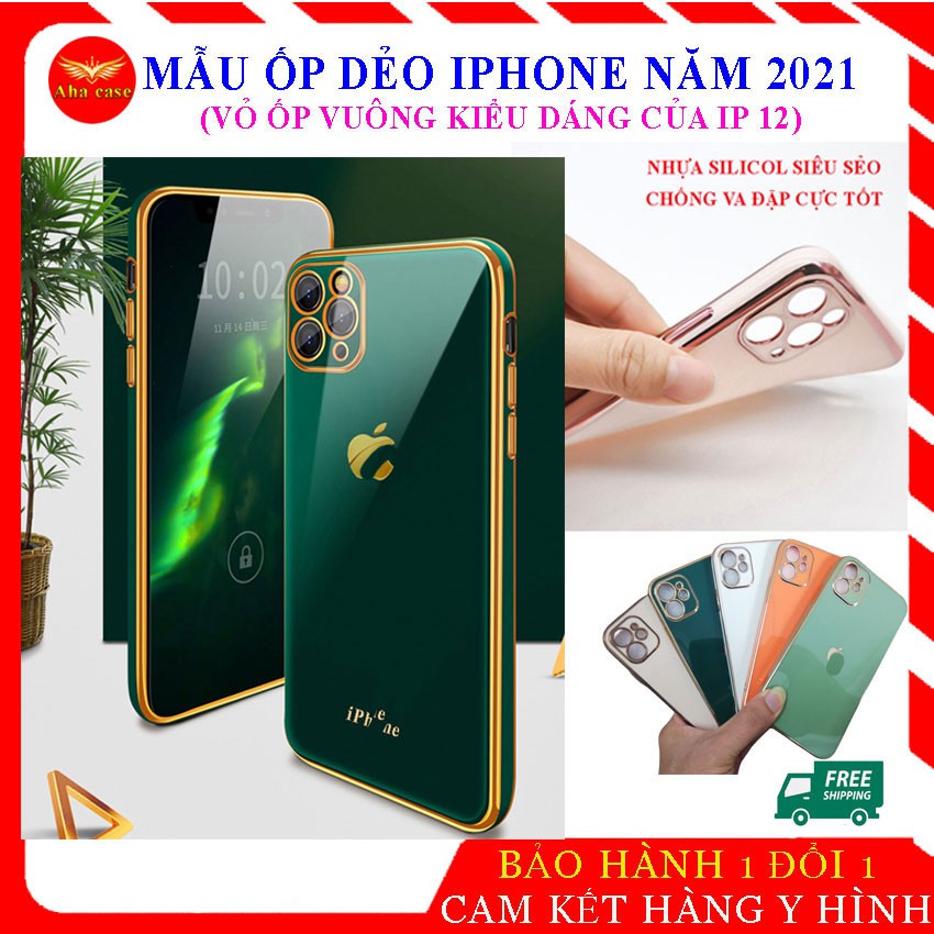 Ốp Lưng Iphone viền vuông - Case Dành Cho Iphone 11/11 pro /11 Pro Max/ ip 12/12 pro/12 Pro Max dẻo silicon sang.