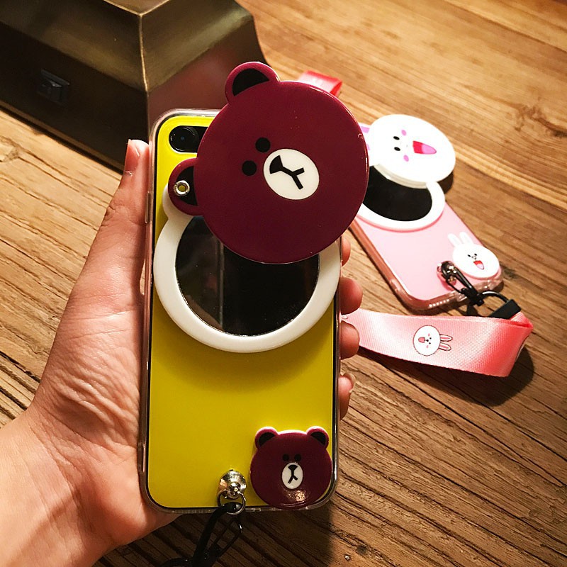 [ IPHONE ] Ốp Lưng Gấu Thỏ 3D kèm Gương Và Dây - C013 | BigBuy360 - bigbuy360.vn