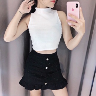 Áo tanktop áo ba lỗ cổ lọ basic