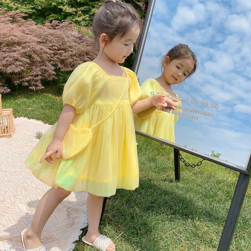 Đầm Bé Gái Đầm Công Chúa Tay Ngắn Màu Trơn Se7en Cho Bé Gái