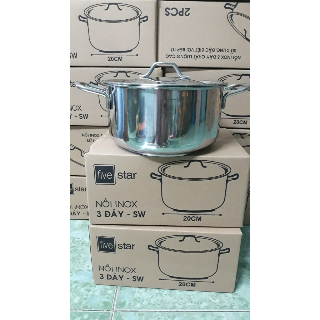 Nồi inox 3 đáy sandwich FiveStar Standard nắp inox ( 16cm/ 20cm/24cm )