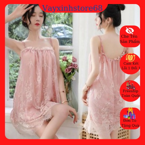 ( Big Size ) Đồ ngủ Nữ💖SALE SẬP SÀN💖Váy Ngủ Công Chúa Hai Dây Phối Ren Cao Cấp 5174 ( Tặng kèm quần chip lọt khe )
