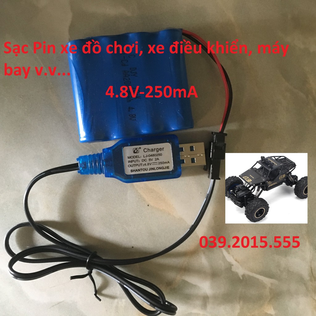 [CHÍNH HÃNG] CÁP SẠC 4.8V CHO XE ĐỒ CHƠI