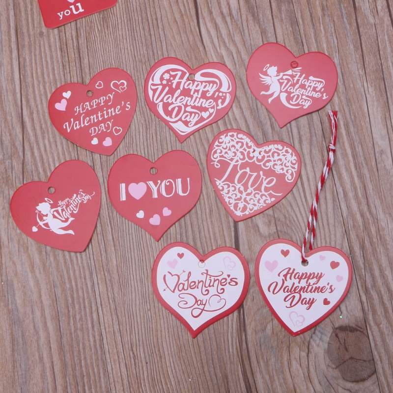 Set 200 Thẻ Giấy Kraft Hình Chữ Nhật Gói Quà Valentine