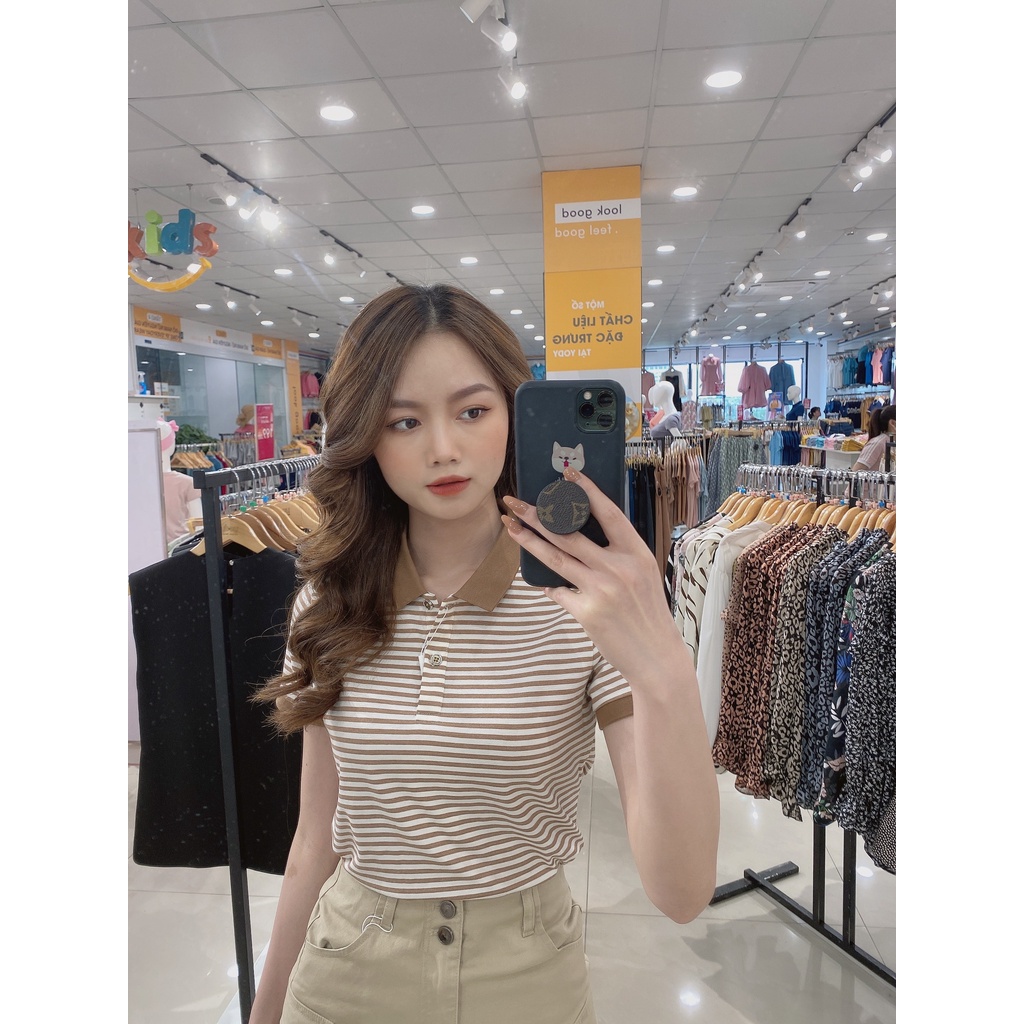 Áo phông polo YODY kẻ nữ Melange trẻ trung và vô cùng năng động - APN4172 | BigBuy360 - bigbuy360.vn