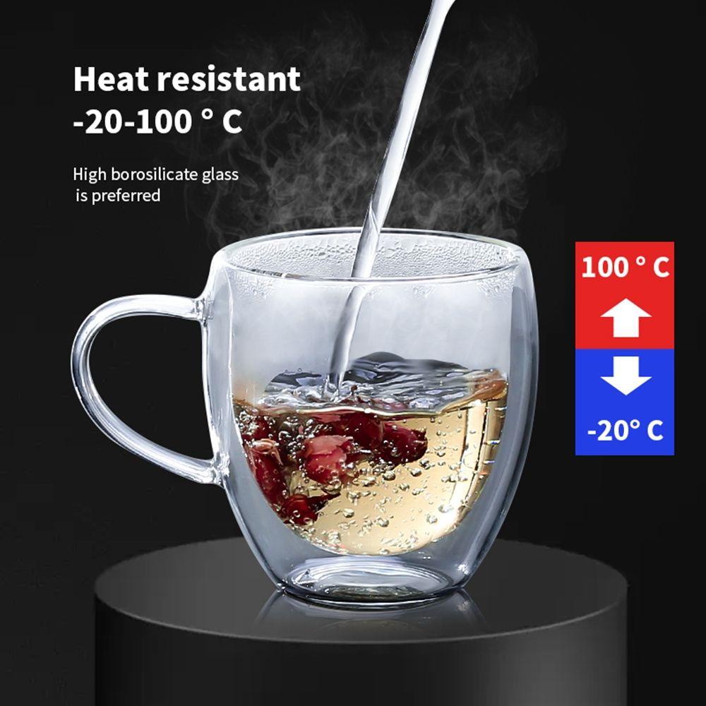 Cốc Thủy Tinh Cách Nhiệt Hai Lớp Có Tay Cầm Dành Cho Pha Cappuccino Latte / Nước Ép / Sữa / Cà Phê Espresso