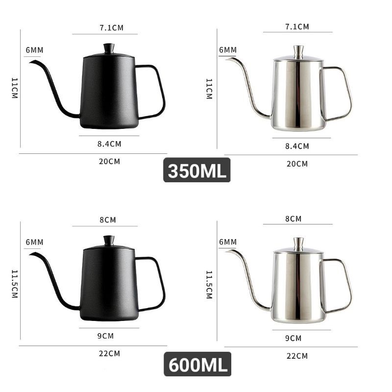 Bình rót cổ ngỗng - Bình pha cà phê inox 304 có nắp đậy - Phan Coffee