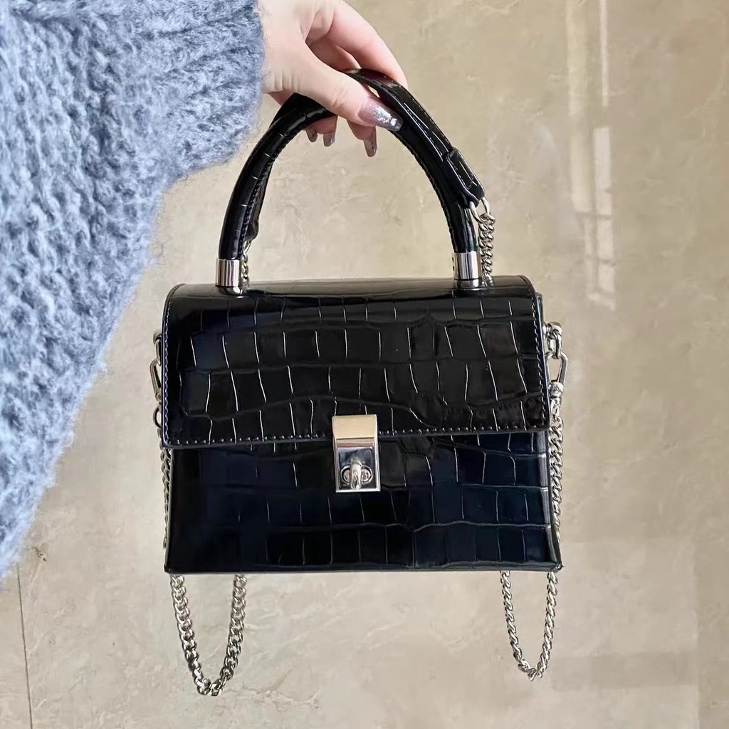 Túi Đeo Chéo Hình Vuông Nhỏ Họa Tiết Da Cá Sấu Thời Trang 2022ZARA Cao Cấp