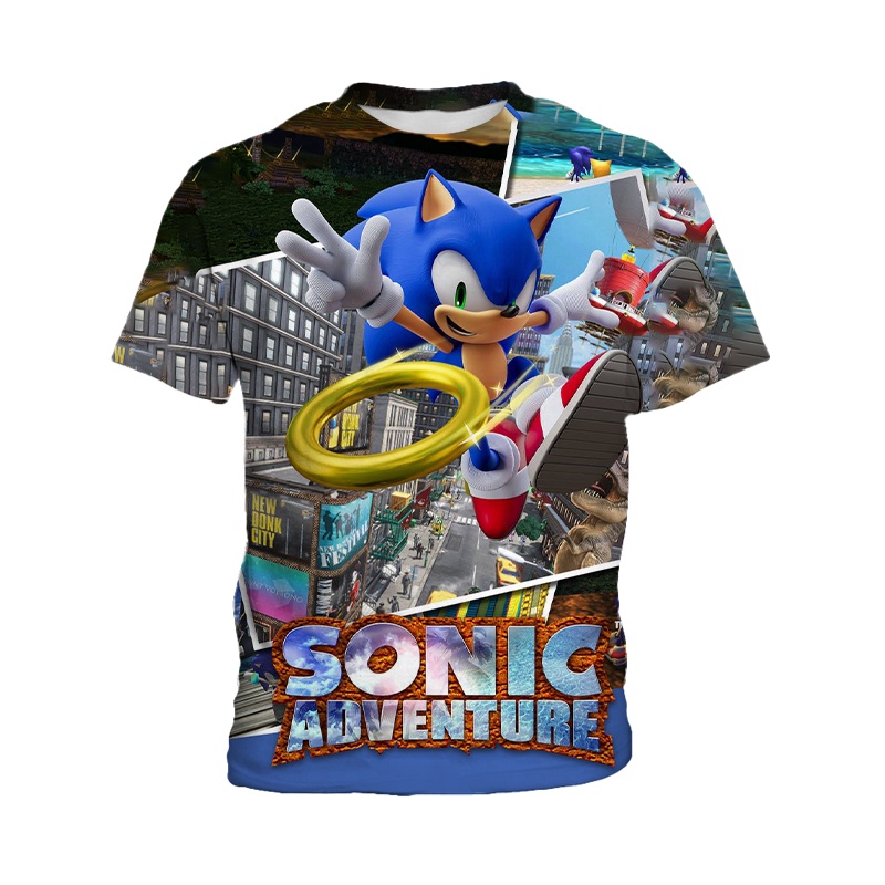 Áo Thun Ngắn Tay In Hình Sonic Thời Trang Dành Cho Bé Trai 3-13 Tuổi