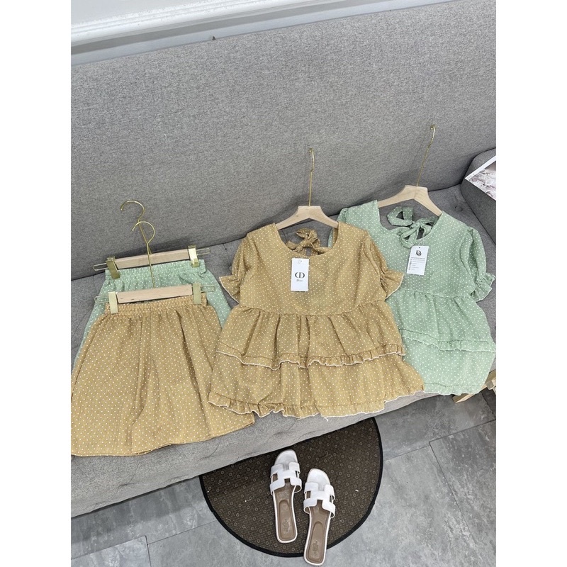 BN160-BỘ ĐŨI BÈO CHẤM BI XANH VÀNG | BigBuy360 - bigbuy360.vn