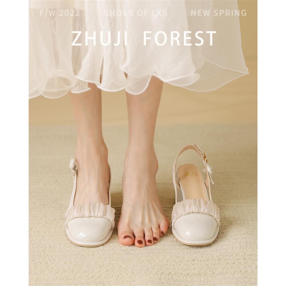 Giày Sandal Cao Gót Đế Dày Đính Nơ Thời Trang Cho Nữ