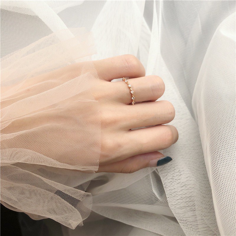 Nhẫn đính đá zircon phong cách Hàn Quốc sang trọng dành cho nữ